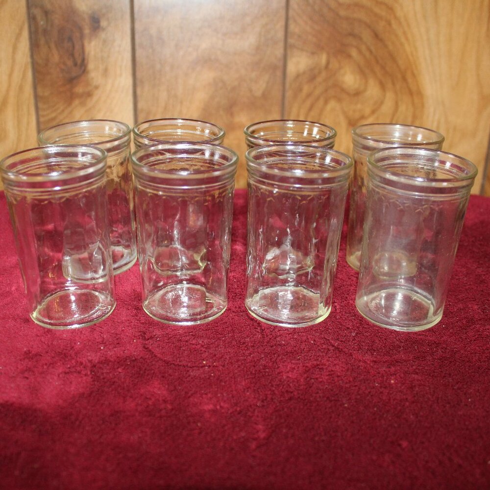 Vintage Small Jelly Jars with Stars along top edge - 8
